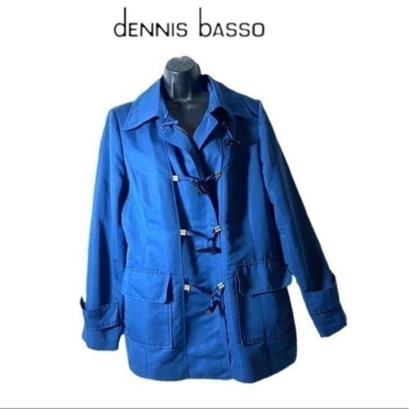 Dennis by Dennis Basso Navy Blue Zip Up Tusk Button Jacket Women’s size medium - Picture 1 of 5